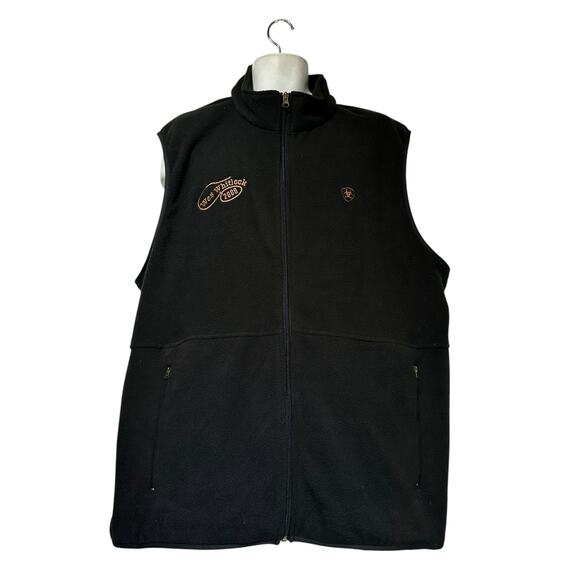 Ariat Fleece Full Zip Vest Black XXL Embroidered Logo Outdoors Western - Picture 1 of 4